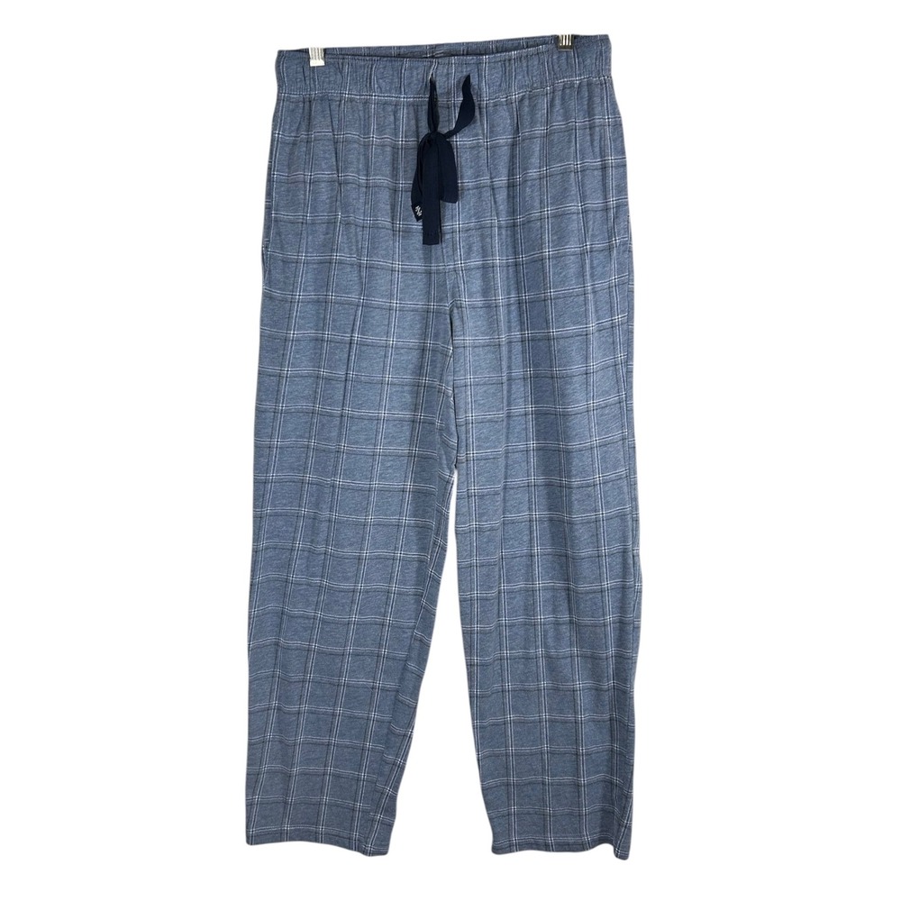 IZOD Mens Pajama Pants Blue Plaid Knit Sleep Lounge Bottoms Medium RN123187